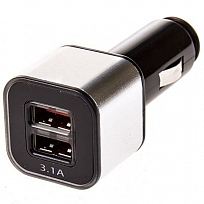 Зарядное устройство (адаптер) 12V USBх2 (1.0+3.1А) SKYWAY Черный/серебро в коробке